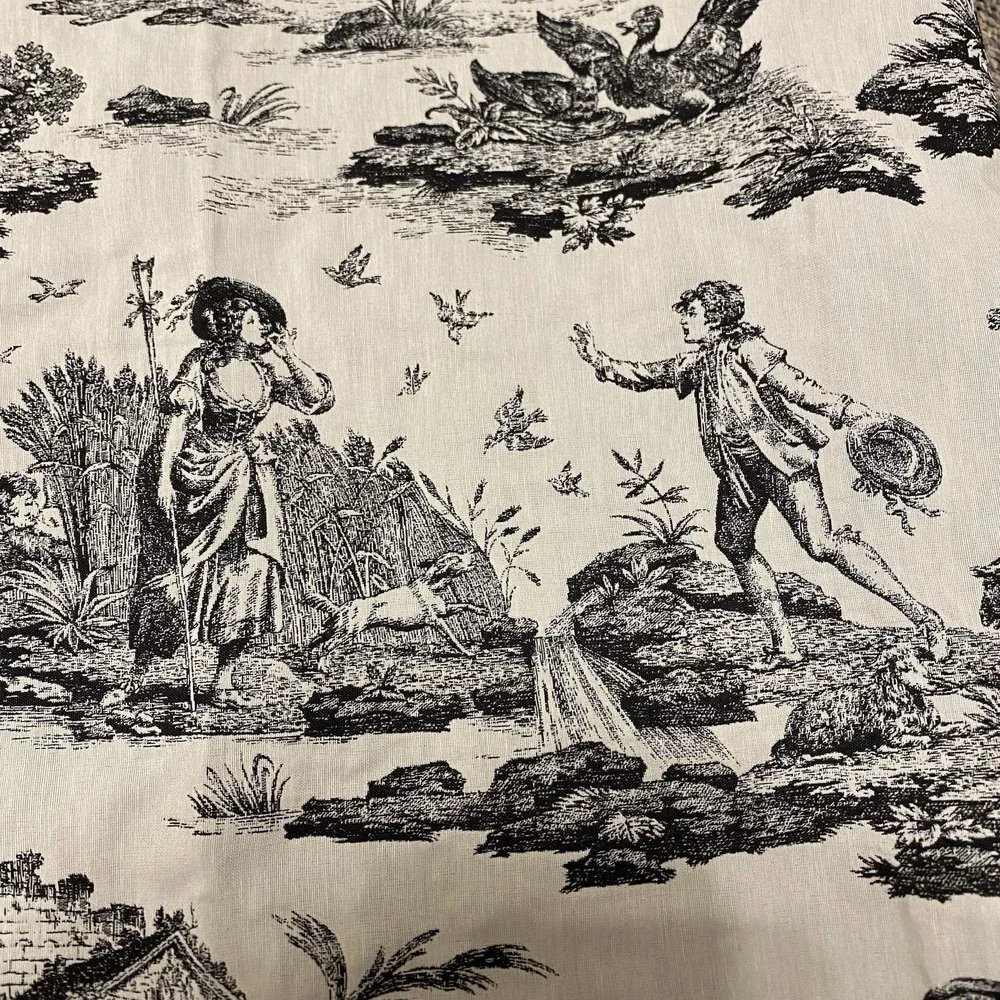 Vintage Fabric Waverly Rustic Life Toile County Scen French 2 Yd x57" Upholstery - Picture 5 of 13